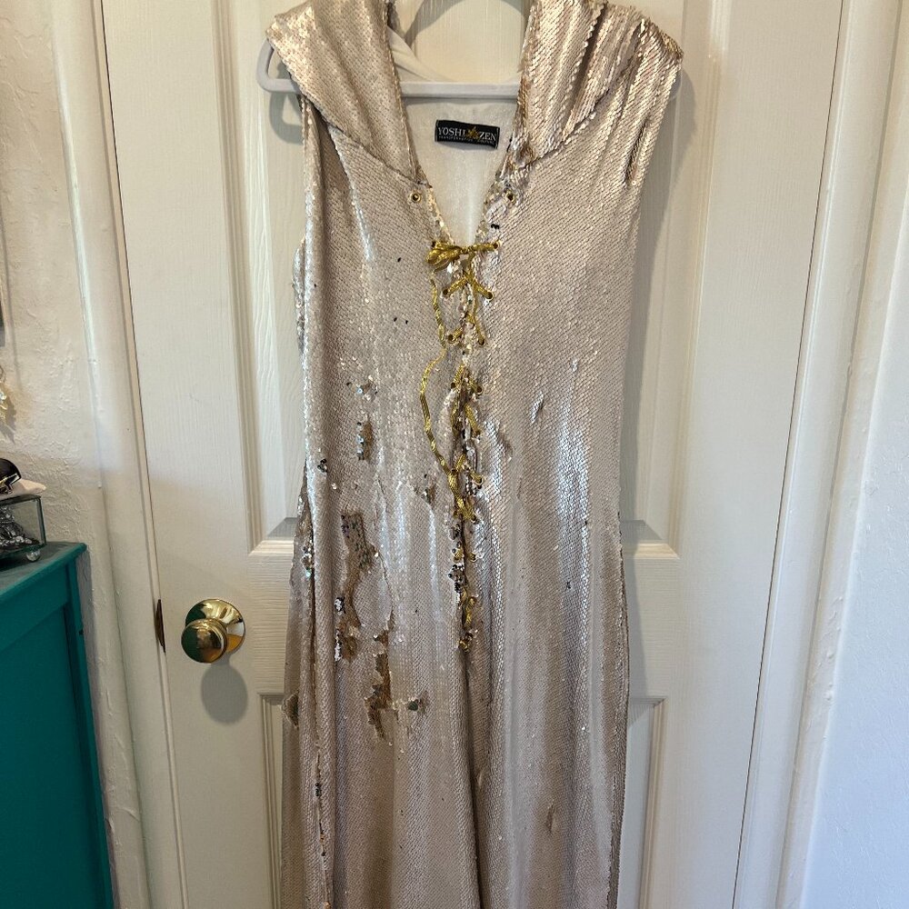 Sequin Goddess Robe with Reversible Velour Lining
